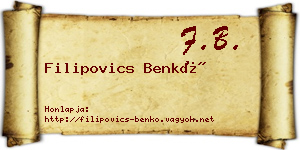 Filipovics Benkő névjegykártya